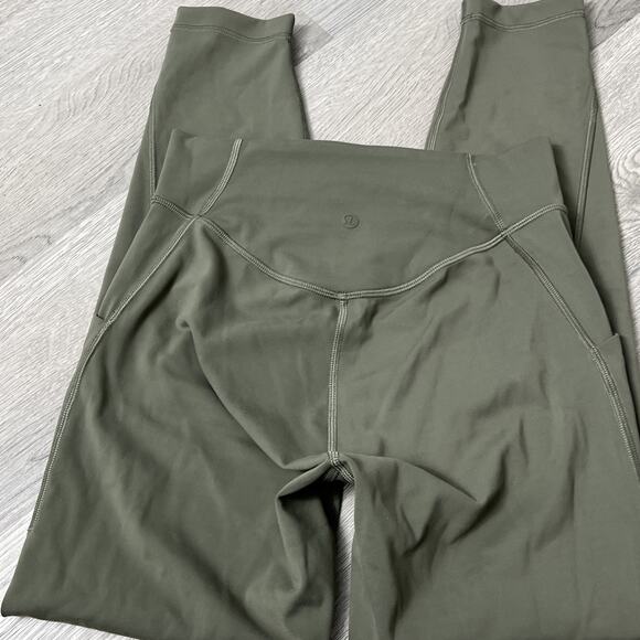 Lululemon Wunder Under SmoothCover Tight with Pockets 25" Army Green Size 6 - Picture 6 of 8